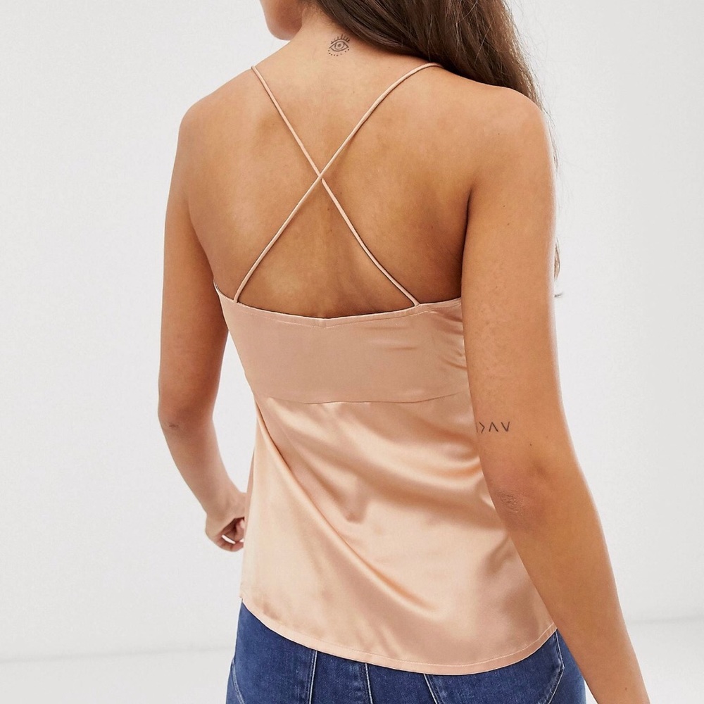 NWT ASOS DESIGN Champagne Satin Bow Cami Size 2 - Picture 10 of 11